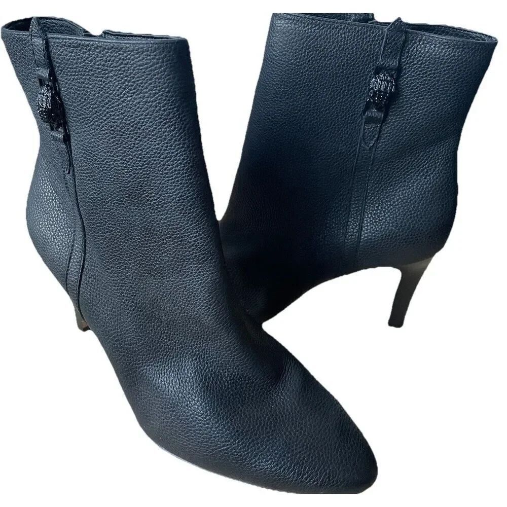 KURT GEIGER LONDON “SHOREDITCH” Black Pebbled Leather Ankle Boots Sz 9 /EU 40
